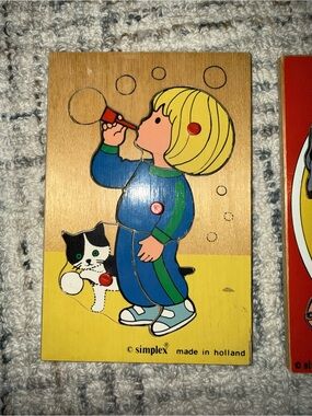2 Simplex wooden antique puzzles for young children made in Holland